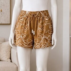 Allison New York Womens Kendra Shorts Embroidered Ric-Rac Tuscan Tan Large